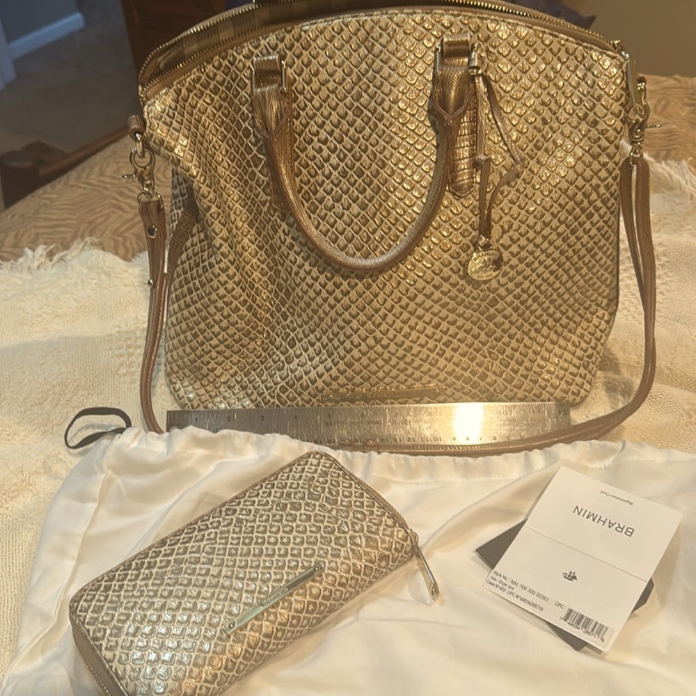 Brahmin Ginger Java Satchel and wallet